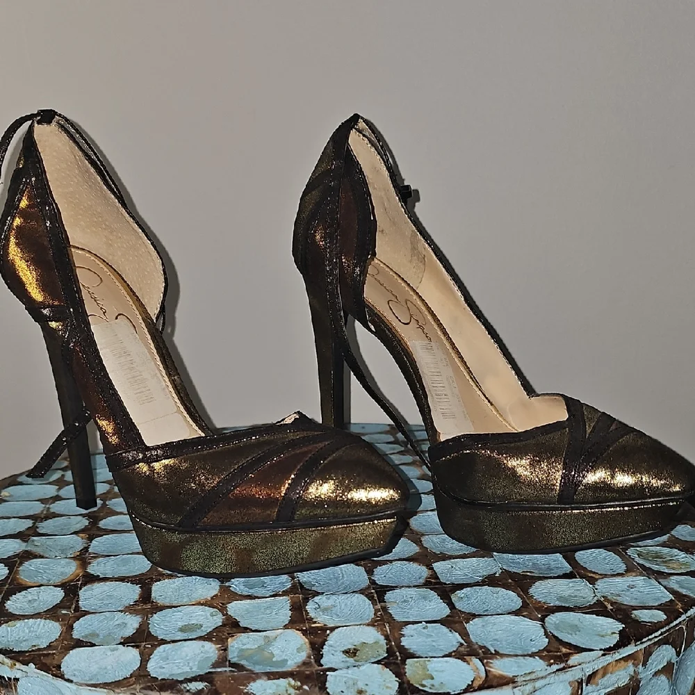 Jessica Simpson Platform Brown,bronze and Gold Women's Heels - Picture 1 of 5